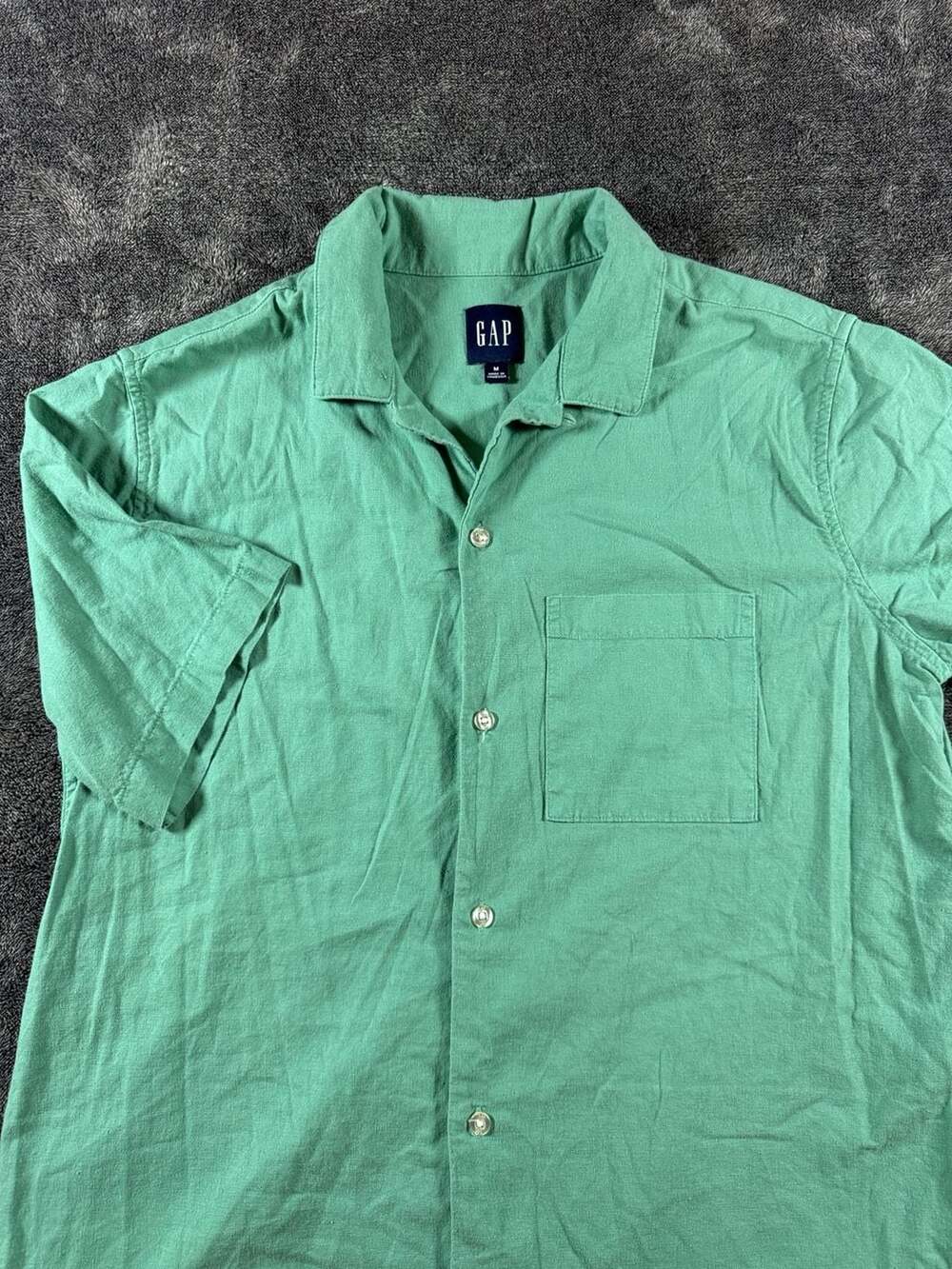 Gap Green Linen Short Sleeve Button Shirt Size M
